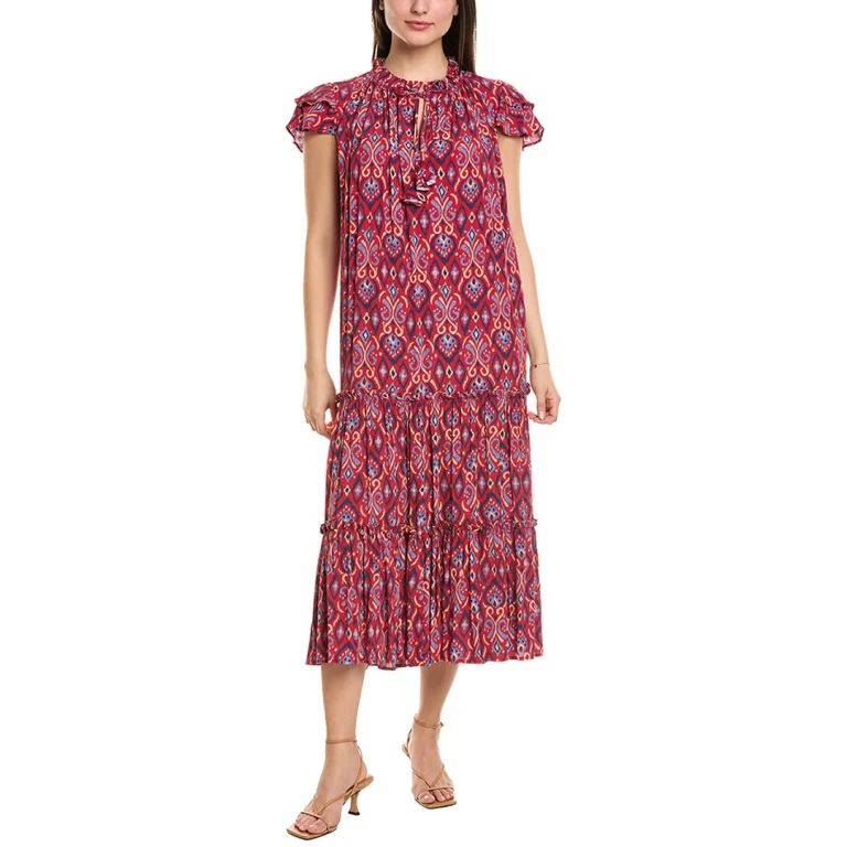 Ruffle Neck Midi Dress