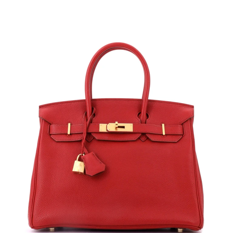 Birkin Handbag Rouge Garance Togo with Gold Hardware 30