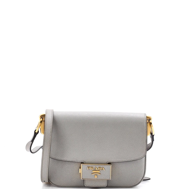 Embleme Flap Bag Saffiano Leather Small