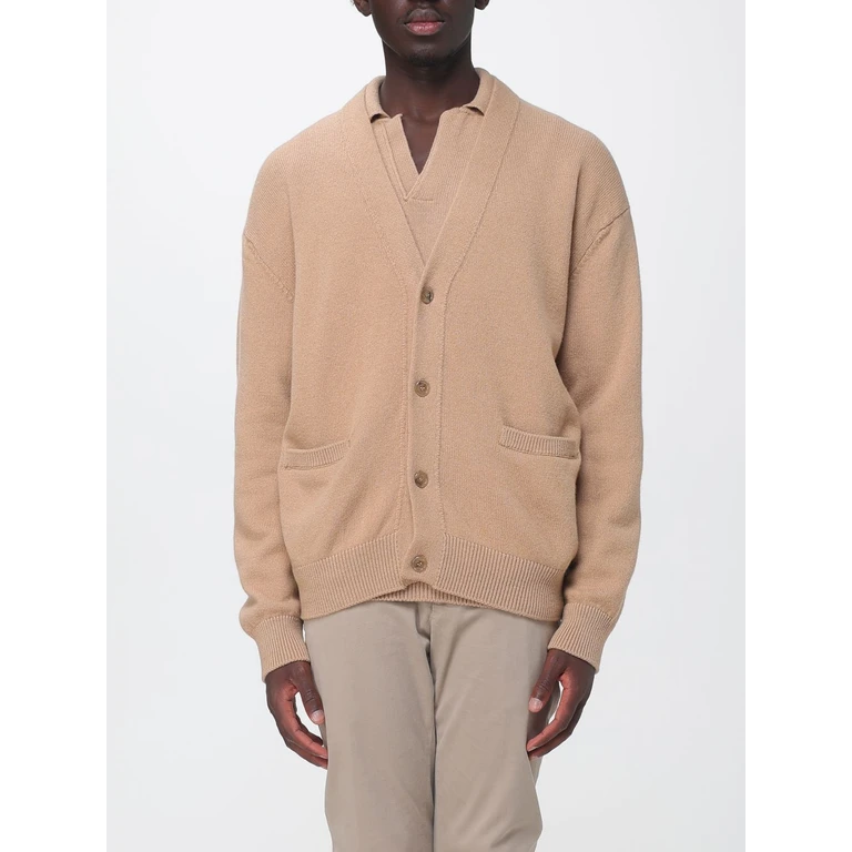 V-Neck Merino Wool and Cashmere Cardigan with Patch Pockets (F6LAMACA223178)