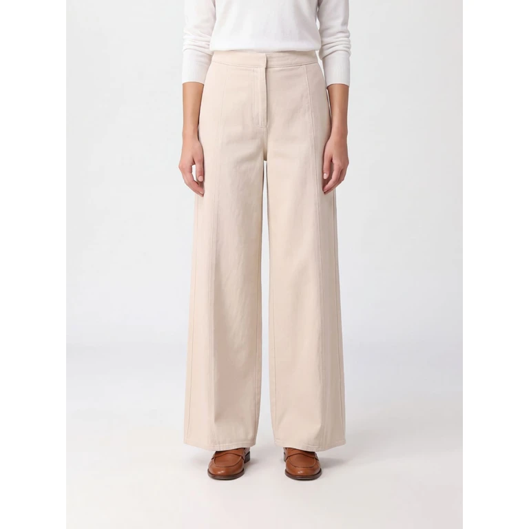 High-Waisted Cotton Wide-Leg Trousers with Elasticated Waist (15029MYPANTS0008)