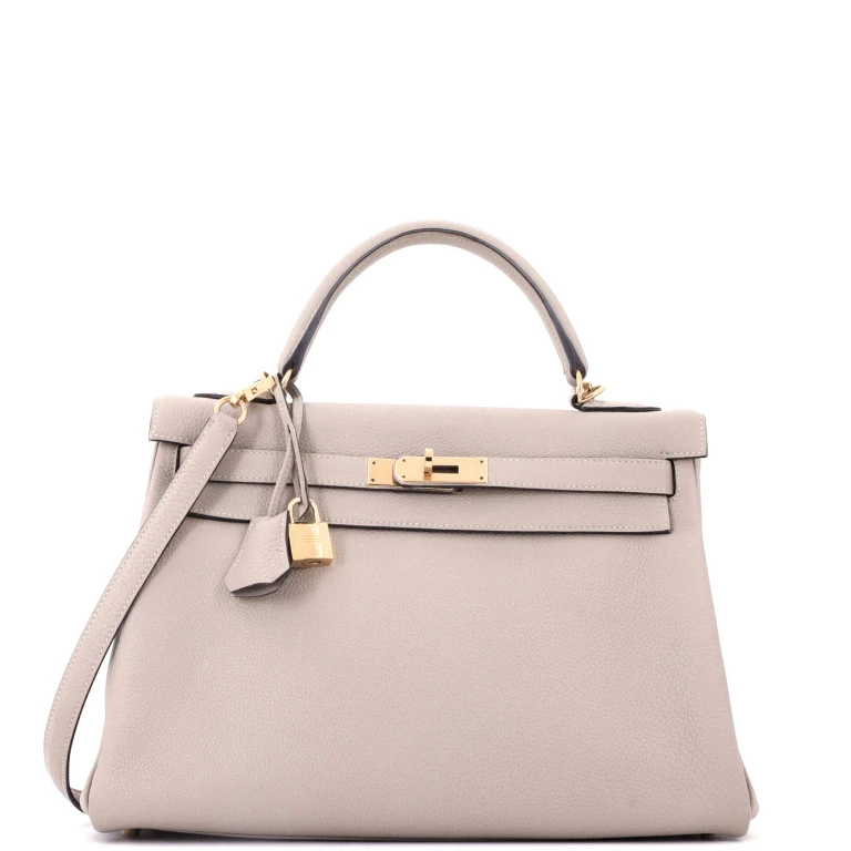 Kelly Handbag Gris Asphalte Togo with Gold Hardware 28