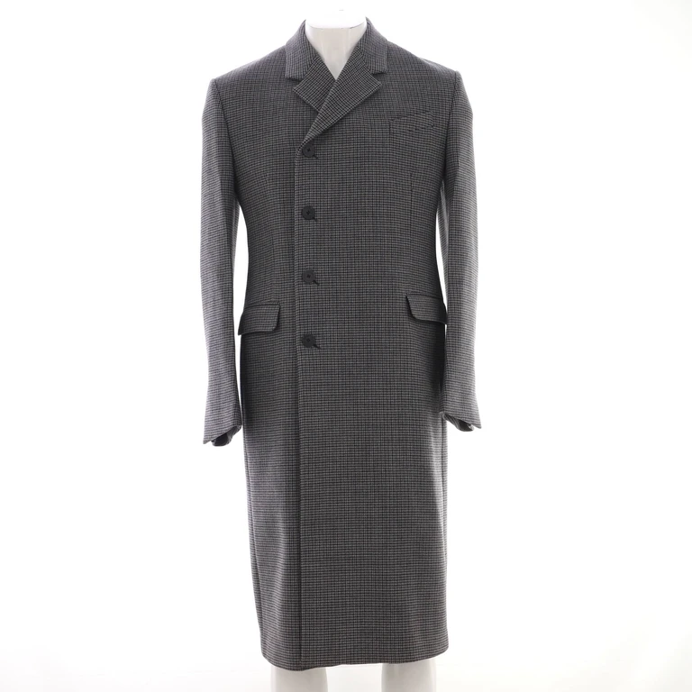 Men's Single Breasted Long Coat Wool and Polyamide