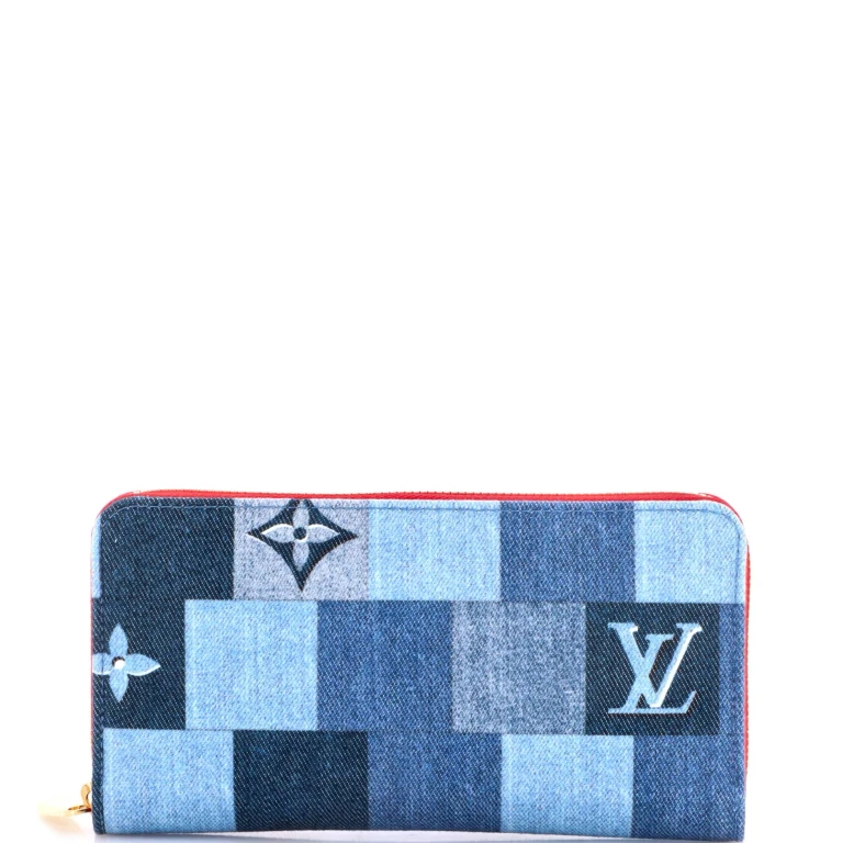 Zippy Wallet Damier and Monogram Patchwork Denim