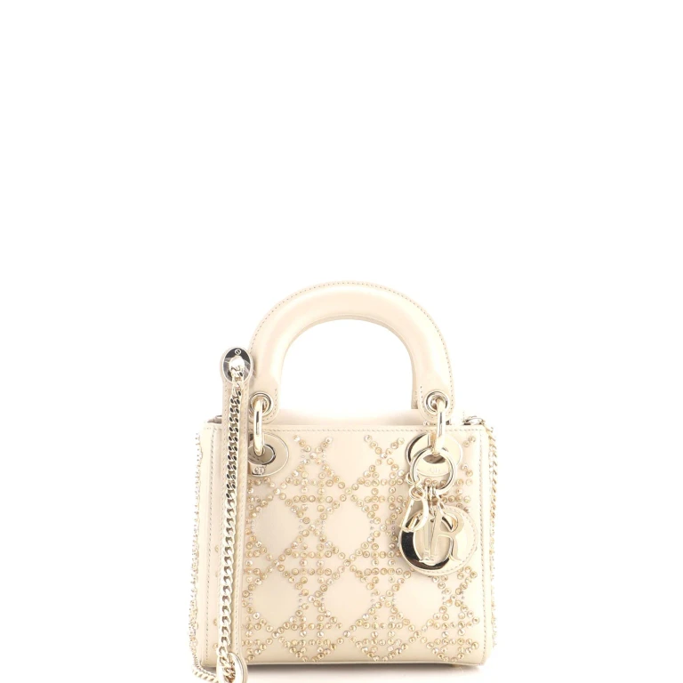 Lady Dior Chain Bag Crystal Embellished Cannage Quilt Leather Mini