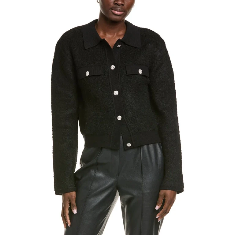 Collared Button-Up Wool-Blend Jacket