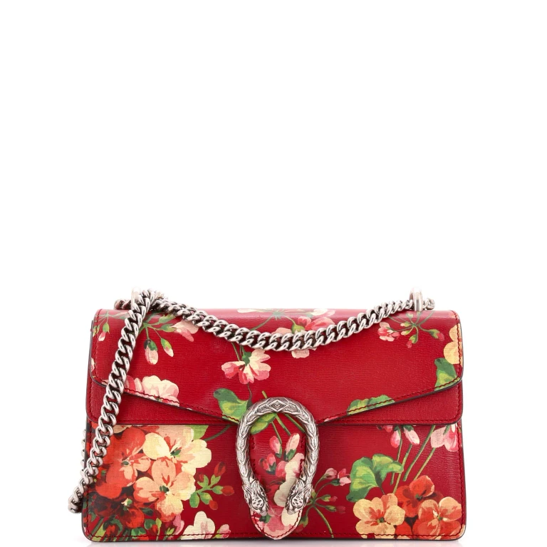 Dionysus Bag Blooms Print Leather Small