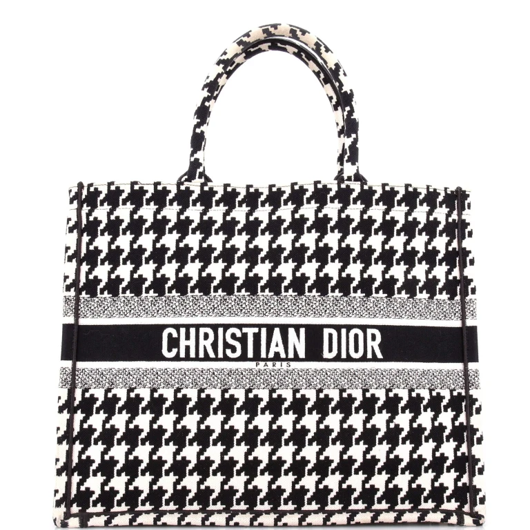 Book Tote Houndstooth Canvas Large