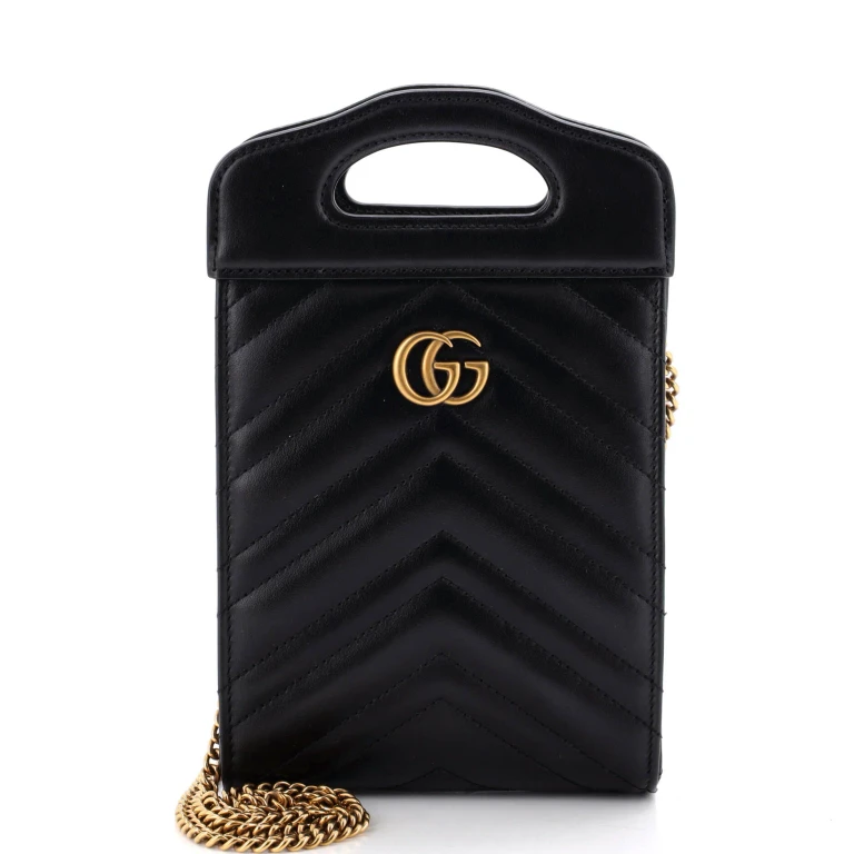 GG Marmont Top Handle Convertible Chain Tote Matelasse Leather Mini