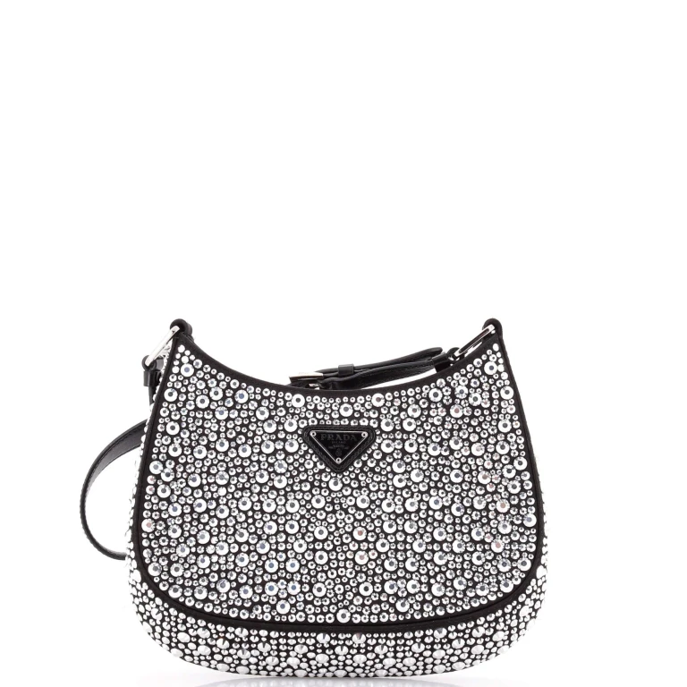 Cleo Shoulder Bag Crystal Embellished Satin Small