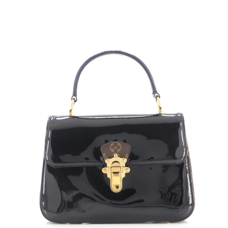 Cherrywood Handbag Vernis with Monogram Canvas PM