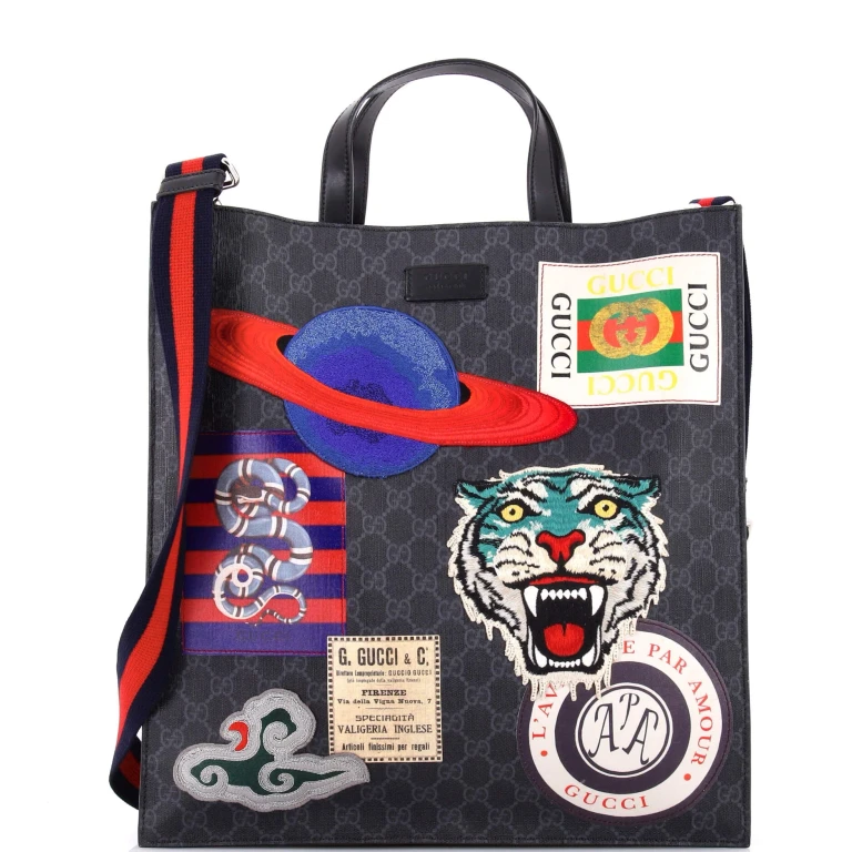 Courrier Convertible Soft Open Tote GG Coated Canvas with Applique North South