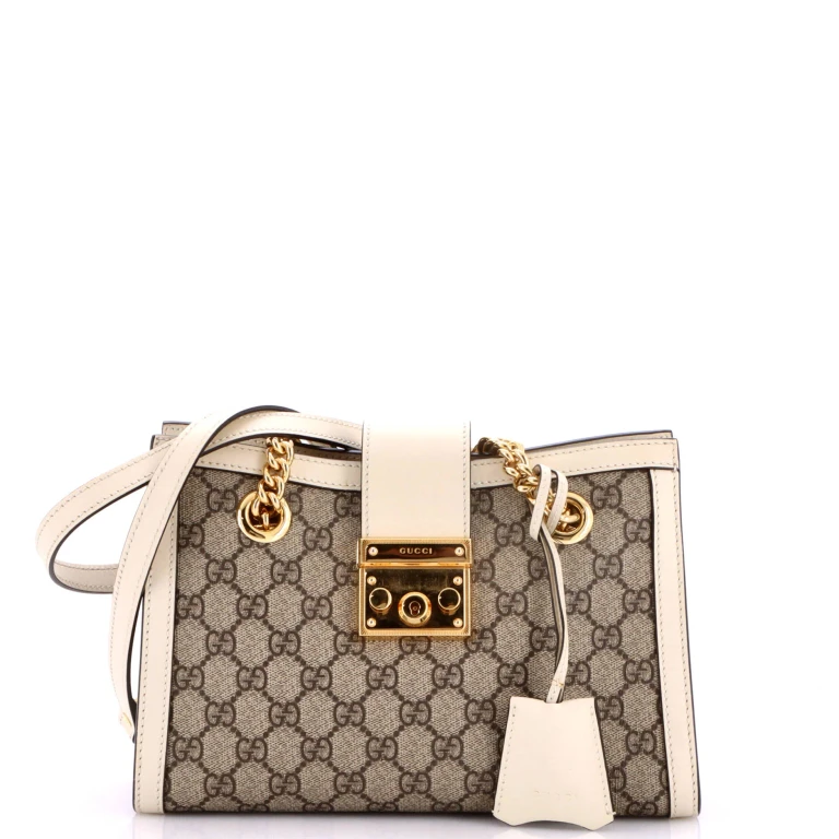 Padlock Chain Tote GG Coated Canvas with Leather Small