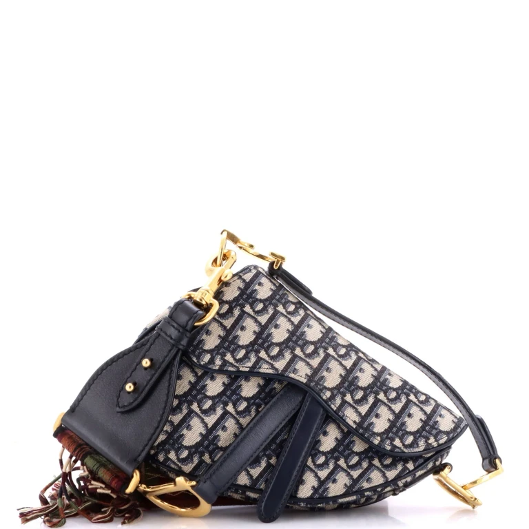 Saddle Handbag with Strap Oblique Canvas Mini