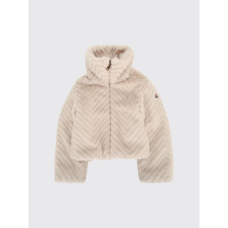 Boy's Quilted Faux Fur Coat with High Neck and Logo Patch (1A0007189BFI268)