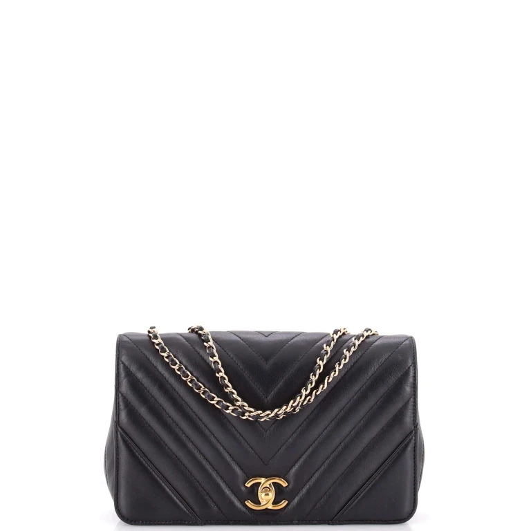Statement Flap Bag Chevron Calfskin Small