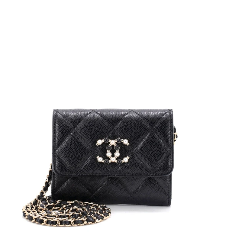 Coco Candy Card Holder on Chain Quilted Caviar