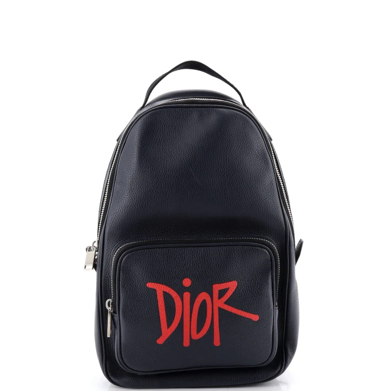 Zip Around Sling Backpack Logo Printed Leather