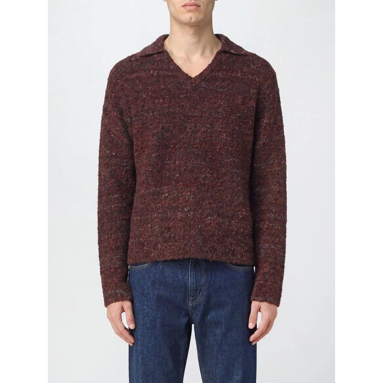 V-Neck Wool-Blend Jumper with Long Sleeves (2610145MADDERBROWN)