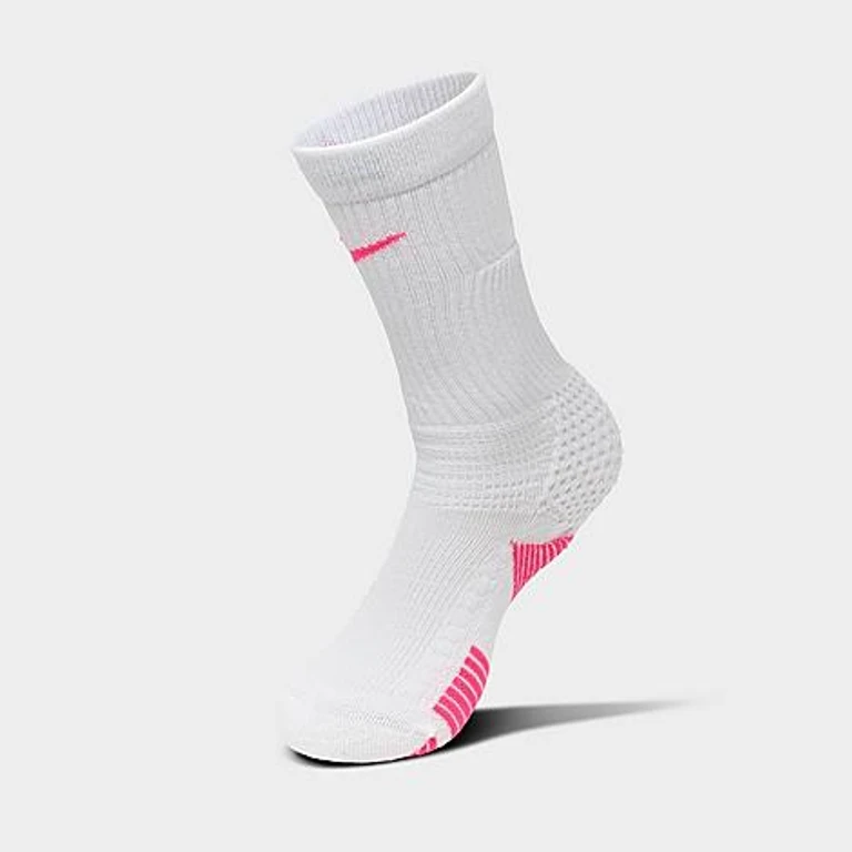 Women's Elite 2.0 Cushioned Crew Socks (1 Pair) in White/Wolf Grey/Hyper Pink Size: Small