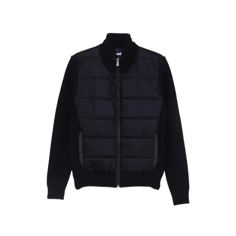 Padded-panel Ribbed-knit Jacket