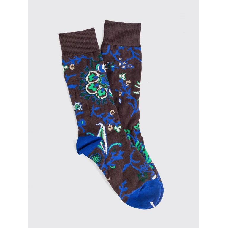 Floral Pattern Stretch-Cotton Calf-High Socks (2601176S601)