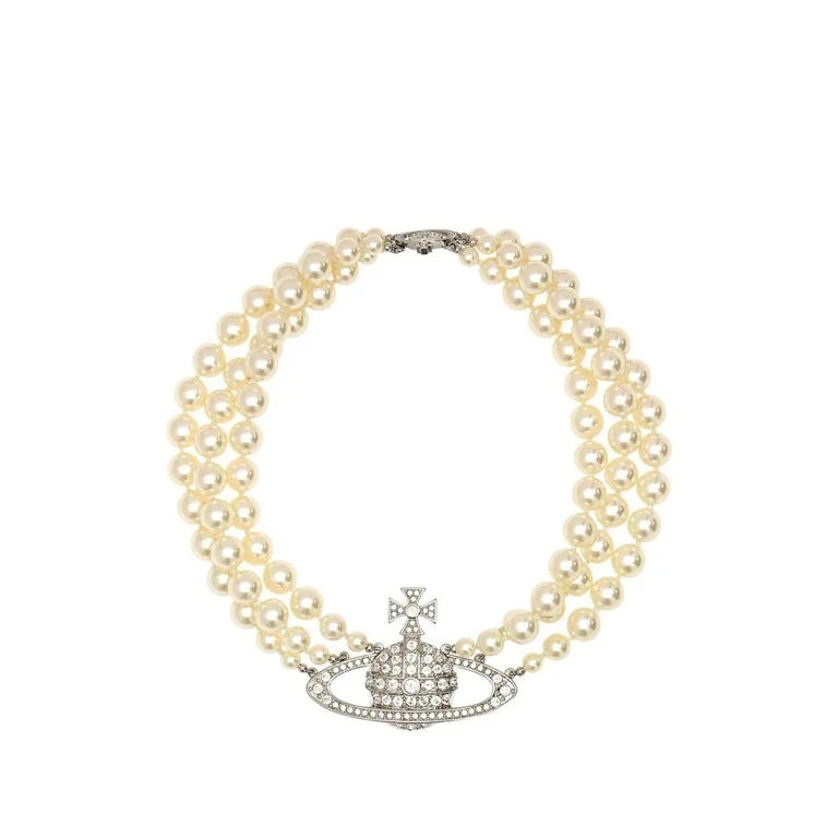 Necklace Three Row Pearl Bas Relief