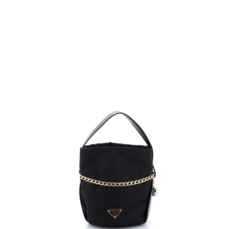 Petit Sac Bucket Bag Re-Nylon and Nappa Leather Mini