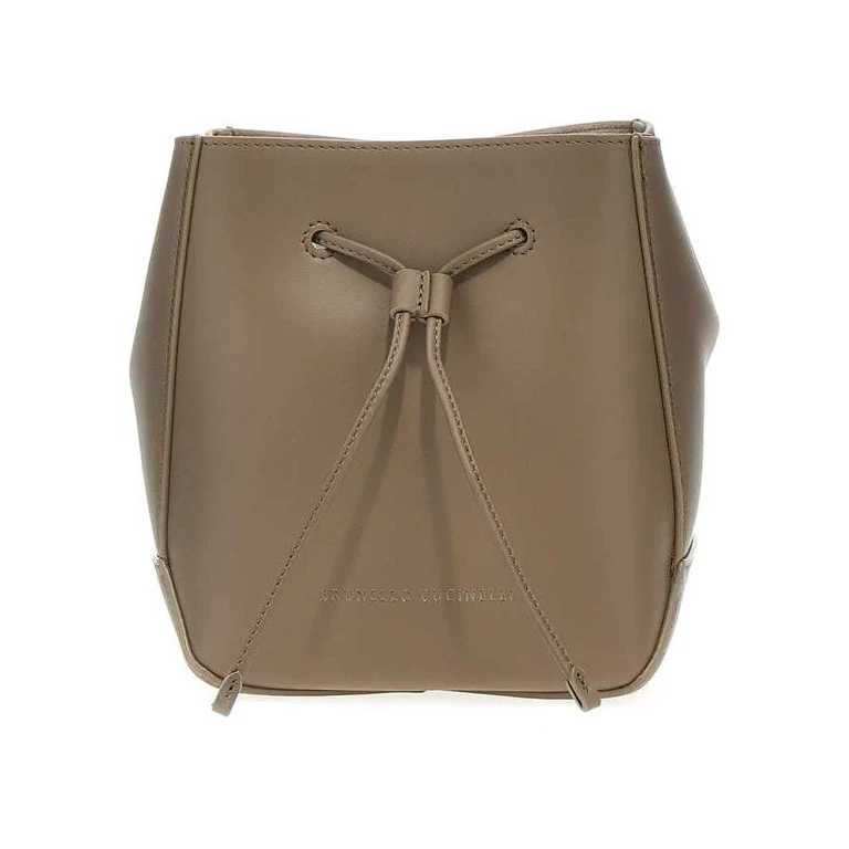 Womens Ice Leather Drawstring Bucket Bag