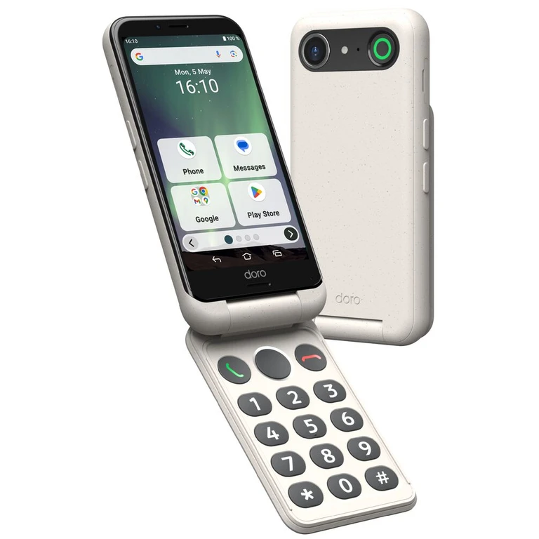 Doro Aurora A20 4.5" 4G Smartphone (8893) - 64GB, 4GB RAM, Dual SIM, Black/White