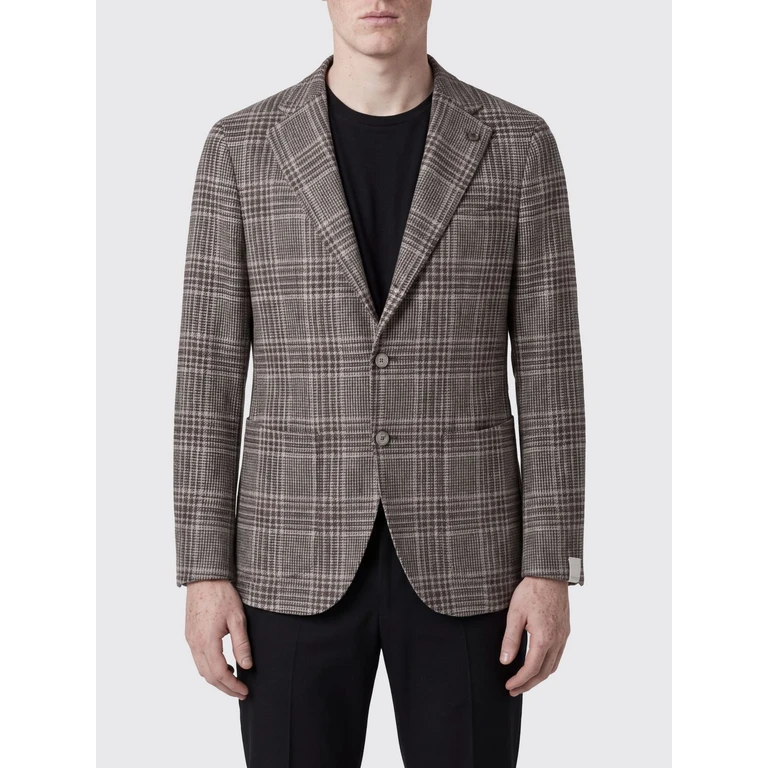 Single-Breasted Blazer in Calfskin Suede with a Tartan Plaid Pattern (Q5148FG799MFBTF57F)