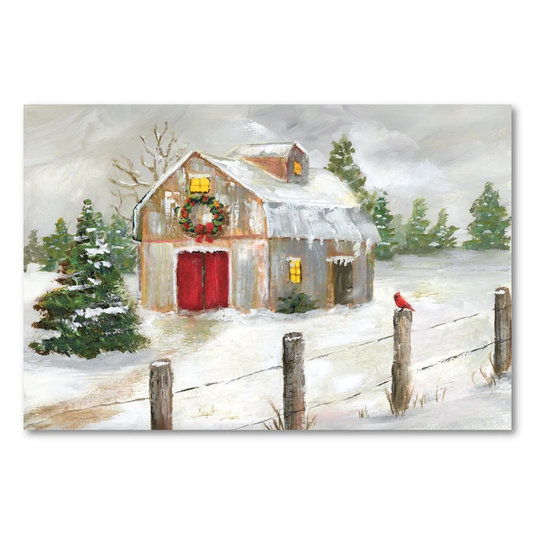 Winter Barn Gallery-Wrapped Canvas Wall Art
