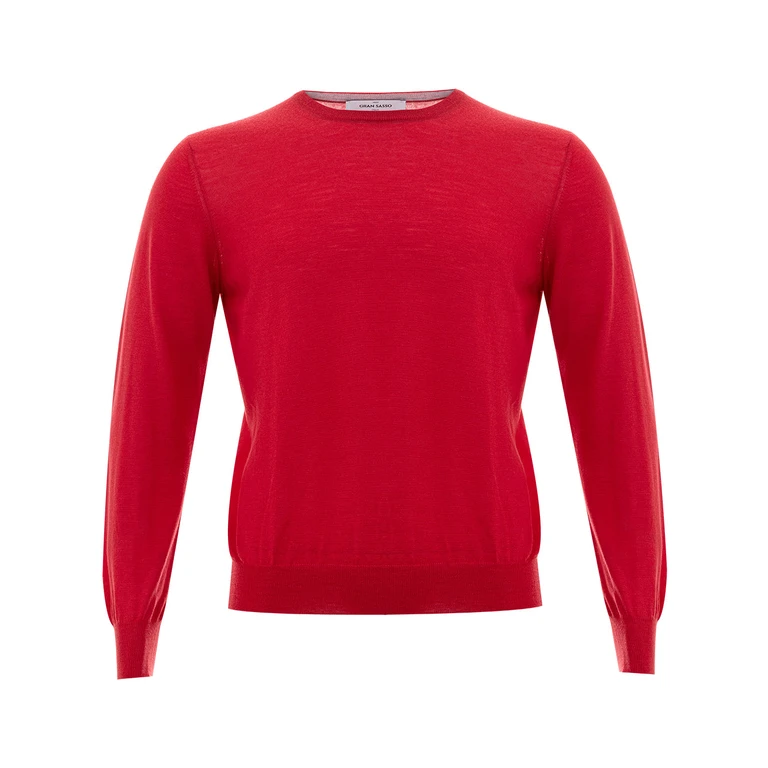 Round neck sweater in Red Gran Sasso