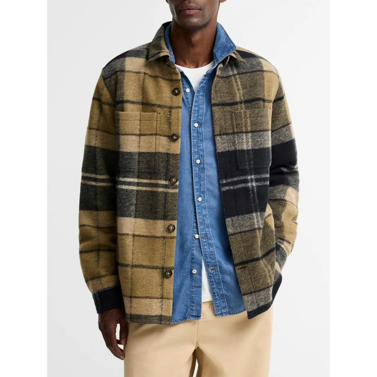 Woodlane Tartan Wool Blend Shirt Jacket with Patch Pockets (MOS0511TN39)