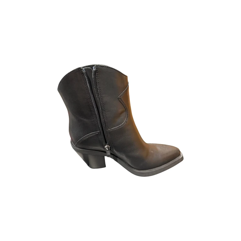 Stivaletti Donna in Pelle Nera con Tacco Medio