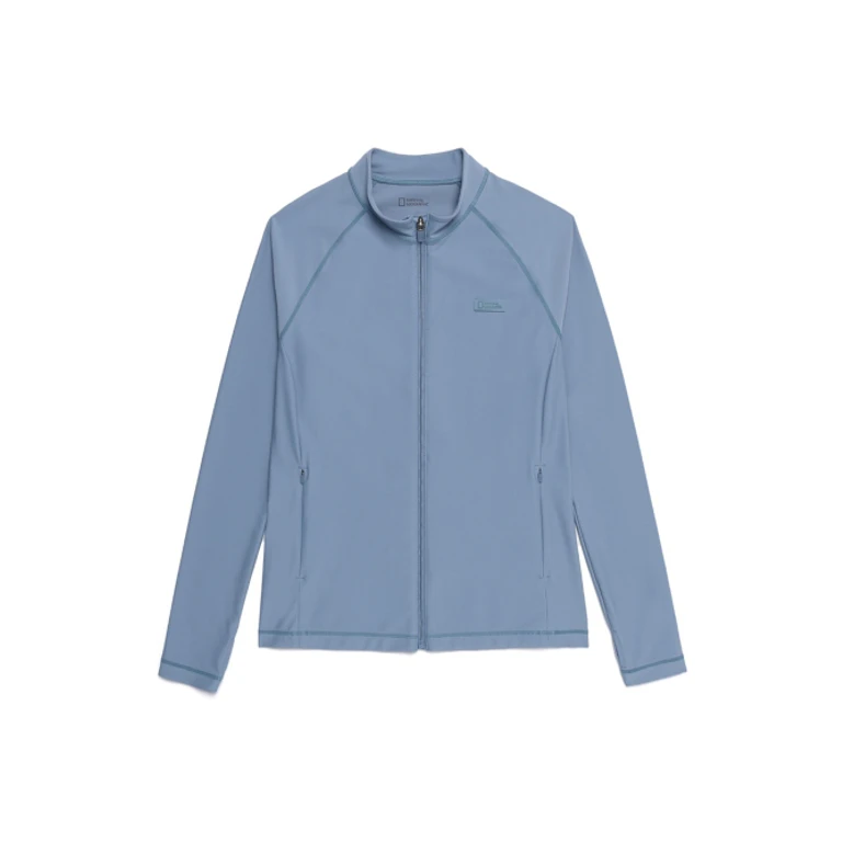 N252URG410 Basic Zip Up Rash Guard Blue Grey