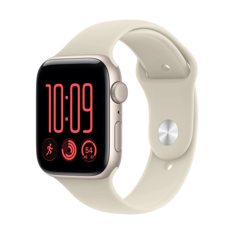 Apple Watch SE (3nd generation) SE 3 GPS 44mm Starlight Aluminium Case with Sand Sport Band - S/M