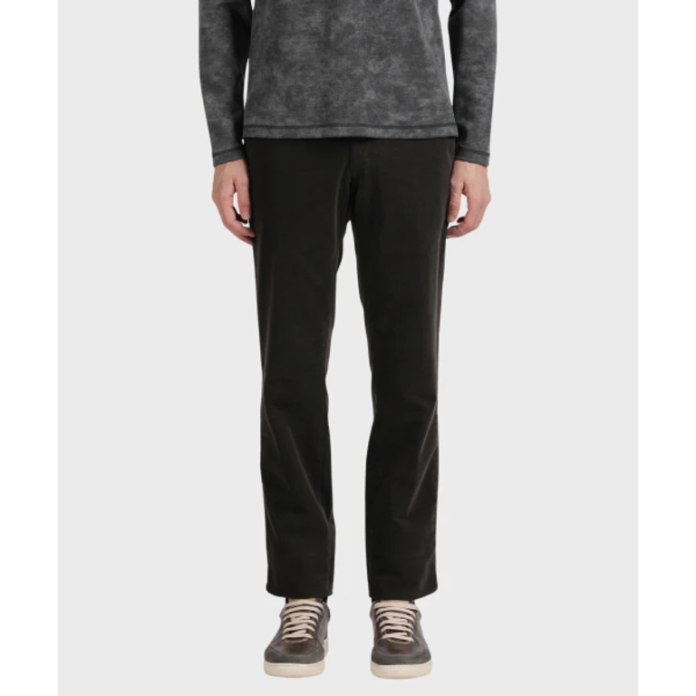 Dark Brown Regular Slim Fit Textured Cotton Pants