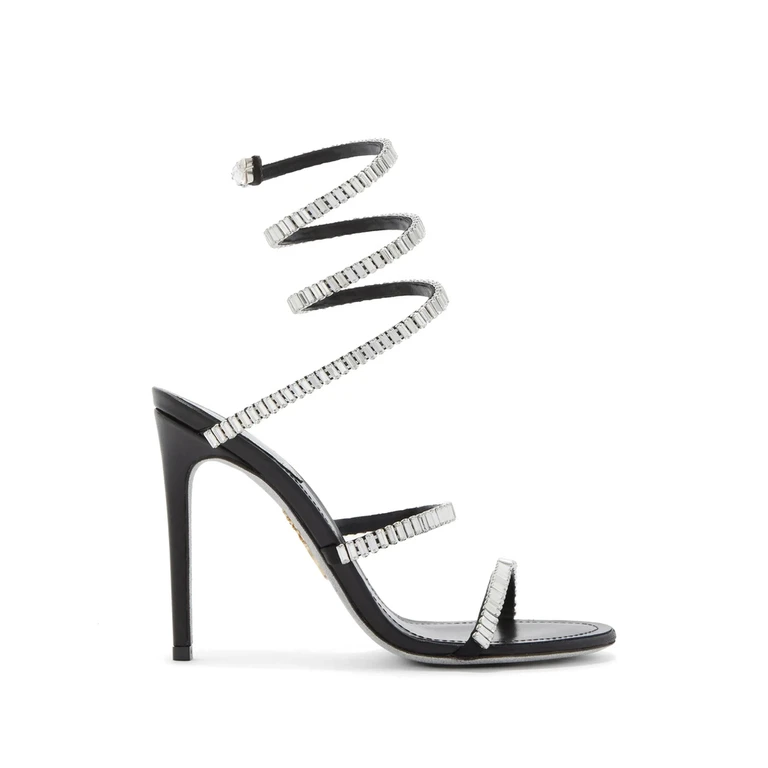Crystal-embellished Spiral Leather Sandals