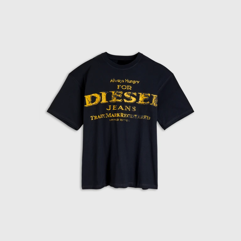 T-shirt with crack-print logo - T-Shirts - Man - Black