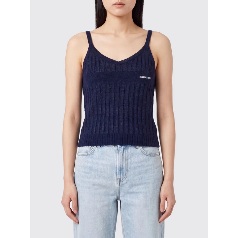 Ribbed Knit Off-Shoulder Slim Fit Top with V-Neck (MWDFTO29SUP813NA100)