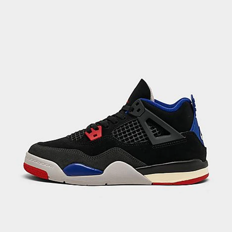 Little Kids Air Retro 4 Basketball Shoes in Black/Fire Red/Deep Royal Blue Size: 1.0