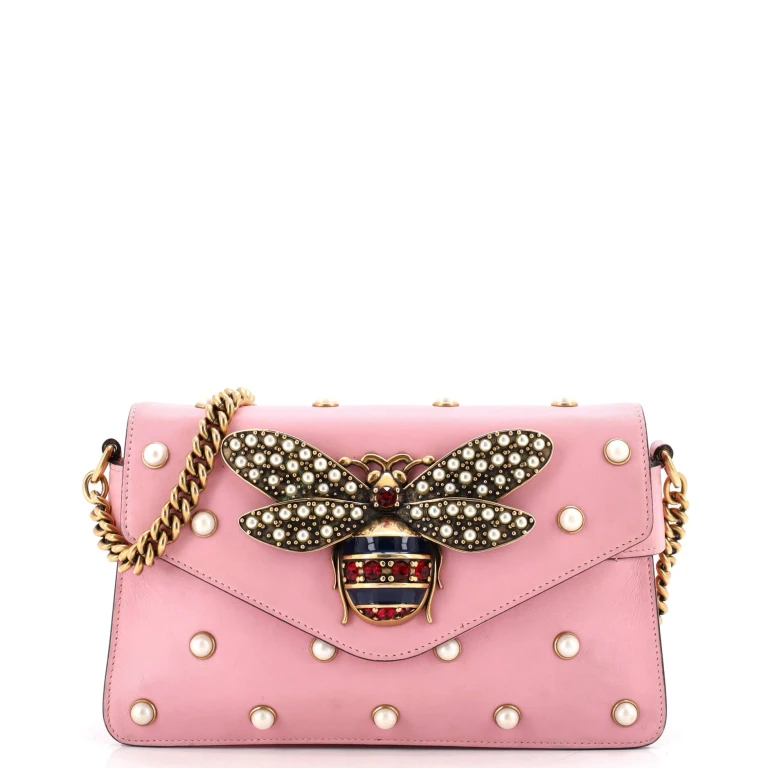 Broadway Pearly Bee Shoulder Bag Embellished Leather Mini