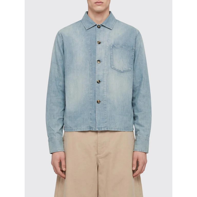 JW ANDERSON Casual Cotton Denim Shirt with French Collar and Patch Pocket (DS0018PG1982806)