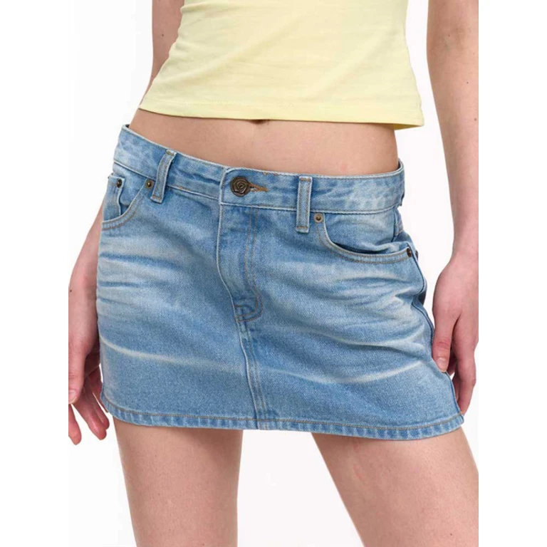 EMBOSSED DENIM SKIRT (ICE BLUE)