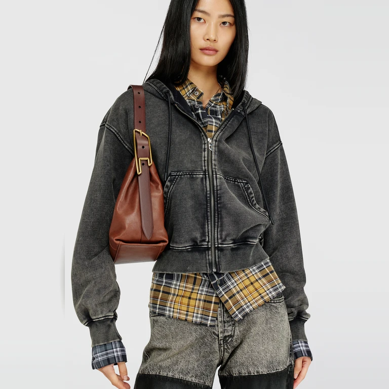 D-Line-Shoulder bag in leather - Shoulder Bags - Woman - Brown