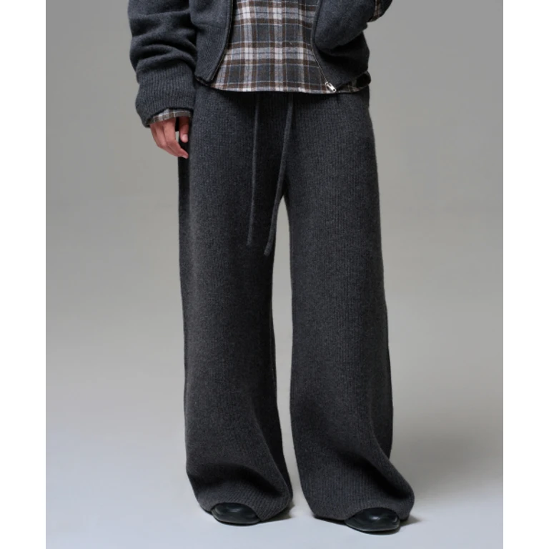 MEN CASHMERE BLEND RELAXED KNIT SWEATPANTS - CHARCOAL GRAY