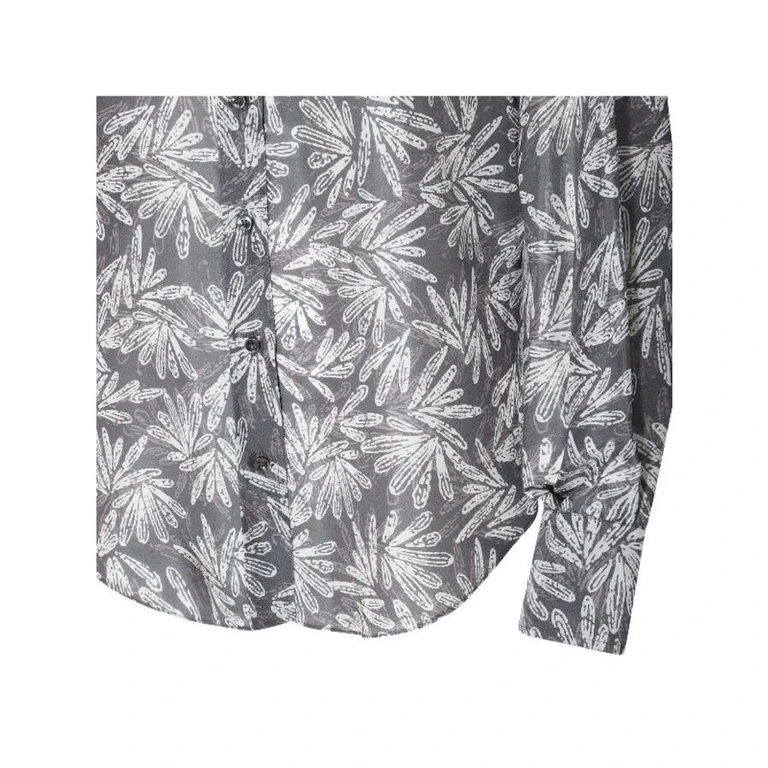 Women's Coal Printed Silk Button Front Shirt