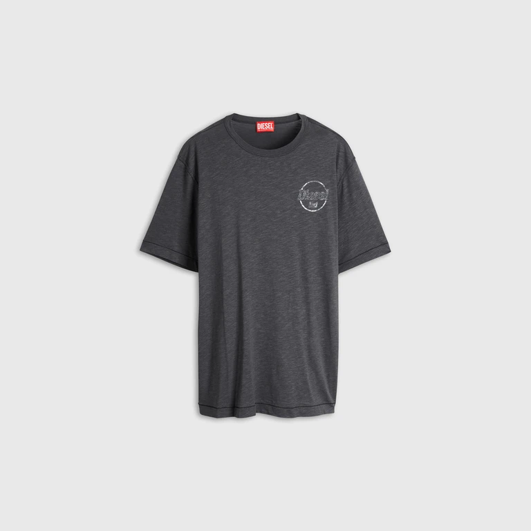T-shirt in slub jersey with crack print - T-Shirts - Man - Grey
