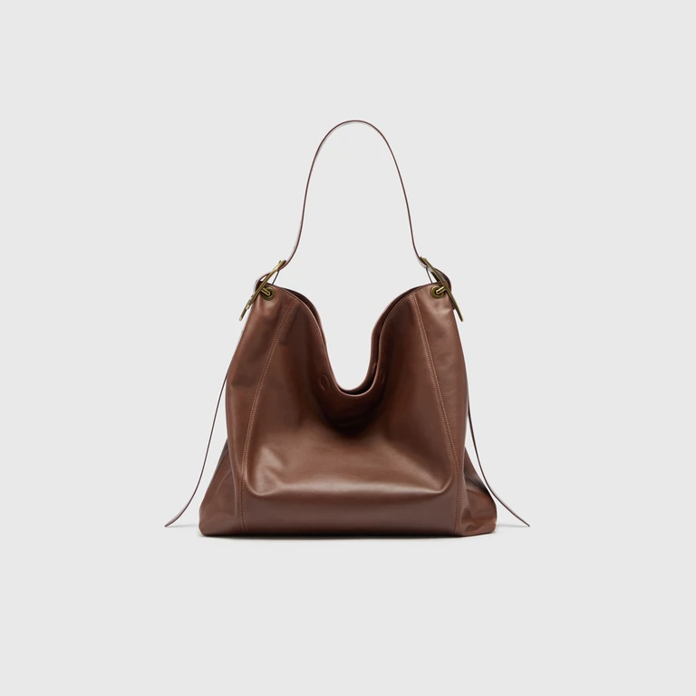D-Line-Hobo bag in leather - Shoulder Bags - Woman - Brown
